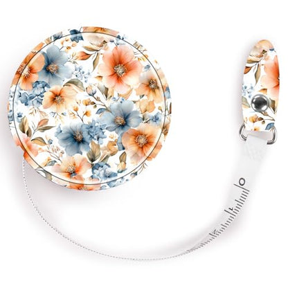 Retractable Mini Leather Tape Measure, Auto Retract Peach Blossoms - color: Peach Blossoms