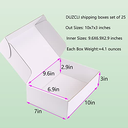 10x7x3 White Shipping Boxes for Small Business, Packing, 25 Pack - color: White, size: 10x7x3 inch