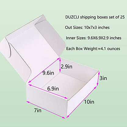 10x7x3 White Shipping Boxes for Small Business, Packing, 25 Pack - color: White, size: 10x7x3 inch