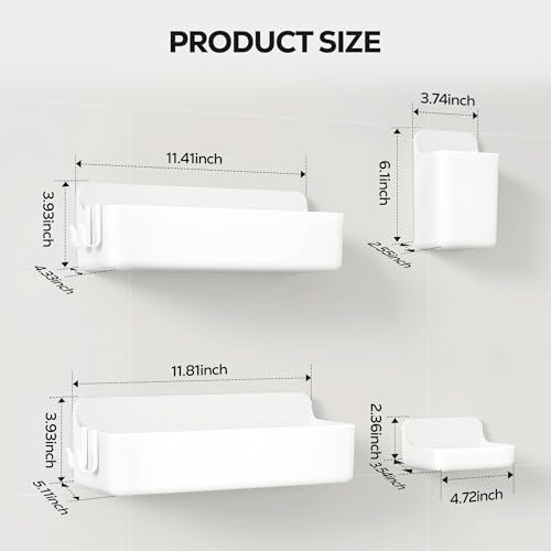 Nieifi Adhesive Shower Shelves, White, 4 Pieces - color: White, size: 4 pieces