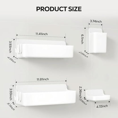Nieifi Adhesive Shower Shelves, White, 4 Pieces - color: White, size: 4 pieces