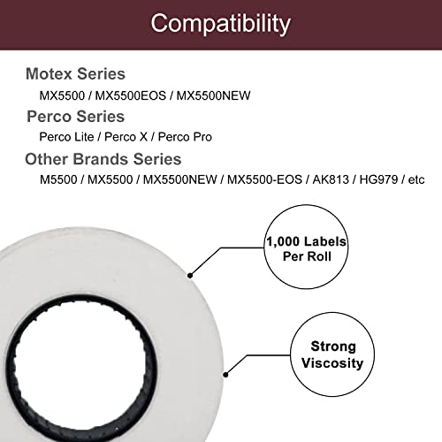 Motex Double Red Line Labels - 10,000 White Blank Price and Date Gun Labels, Fits MX-5500 and Perco Guns - color: Double Red Lines, size: 10 Rolls