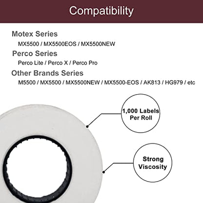 Motex Double Red Line Labels - 10,000 White Blank Price and Date Gun Labels, Fits MX-5500 and Perco Guns - color: Double Red Lines, size: 10 Rolls