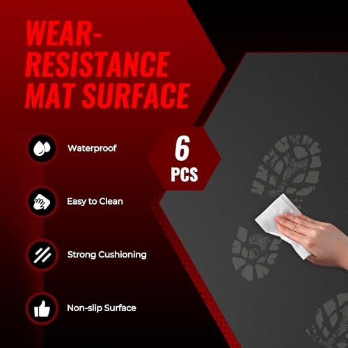 SUPERJARE 0.79'' Extra-Thick 6 Pcs 24 Sq Ft Exercise Equipment Mats - color: Black, size: 6 Tiles (24 Sq Ft)