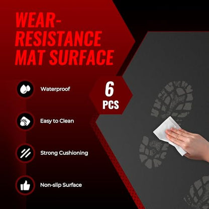 SUPERJARE 0.79'' Extra-Thick 6 Pcs 24 Sq Ft Exercise Equipment Mats - color: Black, size: 6 Tiles (24 Sq Ft)