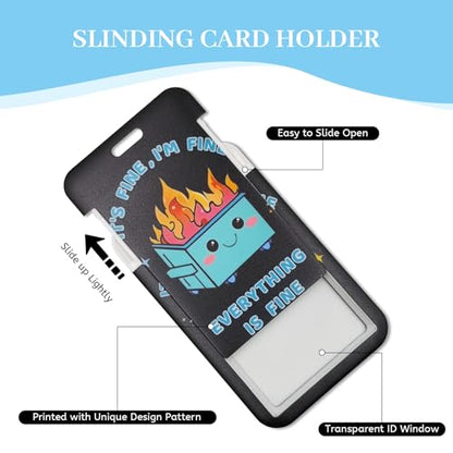 Hancynir Dumpster on Fire Lanyards for Id Badges with Retractable Reel Clip - color: Dumpster on Fire Blue