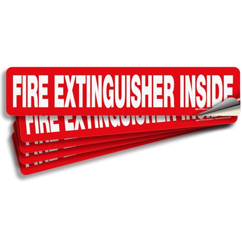 iSYFIX Fire Extinguisher Inside Sign, 12x2.5 Inch, Red Reflective, 5 Pack - color: Red Reflective, size: 12x2.5 (5 Pack)