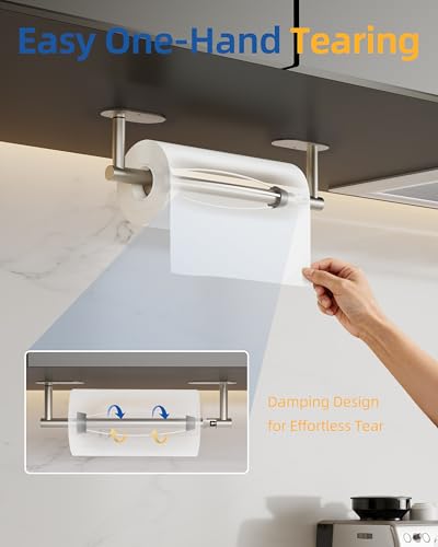 RUACQ Paper Towel Holder Under Cabinet, One Hand Tearing, Silver - color: Sliver, size: One Hand Tear - Oval