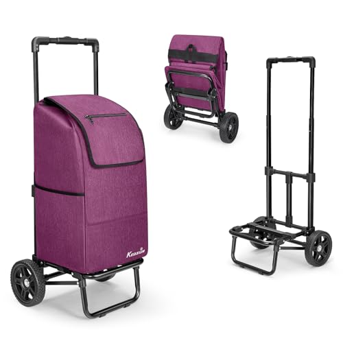 KEDSUM 2-in-1 Shopping Cart,330LB Foldable Grocery Cart with Wheels,Purple - color: Purple