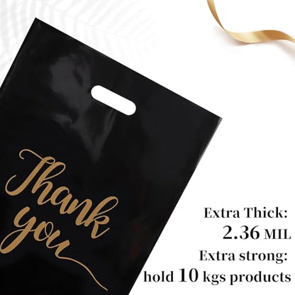 Ohuimrt Thank You Bags for Small Business, 15”x18”, Black, 100 PCS - style: 15 X 18 Inches