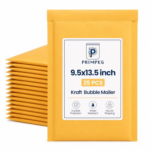 Bubble Mailer Envelopes, 25 Pack Kraft Padded Envelopes, Large Bubble Mailers 9.5x13.5 Inch, Self-Seal Shipping Envelope, Tear-Resistant Mailing Envelope Padded - size: 9.5 x 13.5"
