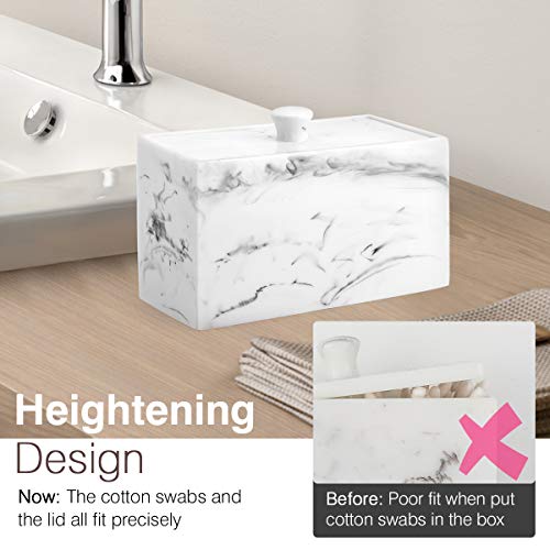 Luxspire Cotton Swab Holder, Dual Compartment Jar with Lid, Ink White - color: Ink White, size: 2 Compartments