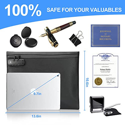 KOSMCCO Notary Bag with Lock, Black, L - color: Black