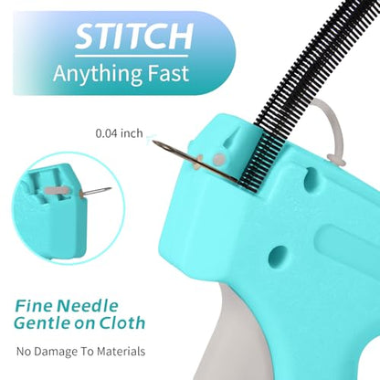Mini Stitch Gun Kit, Stitchy Gun,Quick Clothing Fixer,Tagging Gun for Clothing, Mini Sewing Micro Tagging Gun - Includes 6 Needle2000 Black Fasteners & 2000 White Fasteners (Blue)