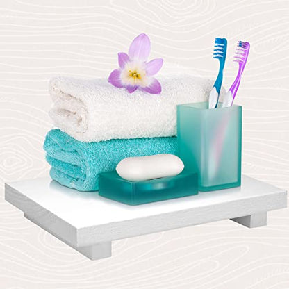 Nuogo Wood Pedestal Riser Stand for Kitchen Soap Tray,12 X 7 Inch,White - color: White, size: 12 x 7 Inch
