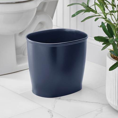 iDesign Slim Plastic Bathroom Trash Can, 2-Pack, Navy - color: Navy, style: Pack of 2
