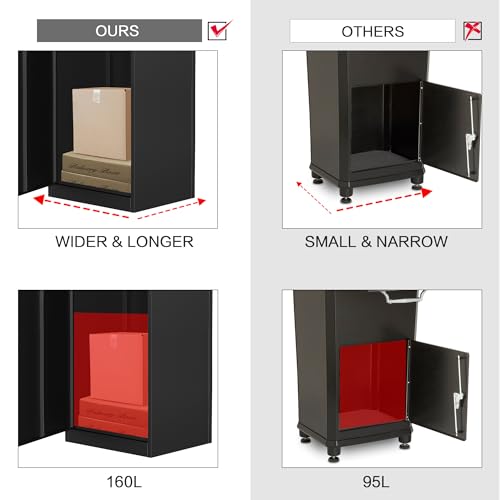 Package Delivery Boxes for Outside,Large Mailbox for Parcel, Anti-Theft Parcel Mailbox with Coded Lock, Wall Mounted Waterproof Home Parcel Box for Porch Yard, Galvanized Steel (19.7”x16.1”x50”) - size: 19.7”x16.1”x50”