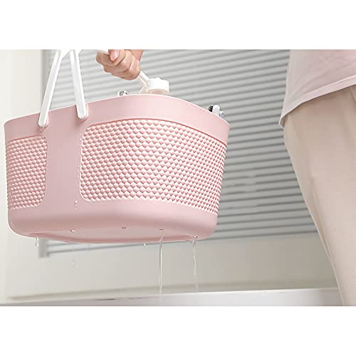 rejomiik Portable Plastic Shower Caddy Basket Organizer with Handles, Pink - color: Pink