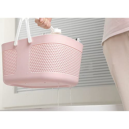 rejomiik Portable Plastic Shower Caddy Basket Organizer with Handles, Pink - color: Pink