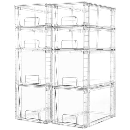 Vtopmart Clear Stackable Storage Drawers, 8 Pack Mixed Organizer Set - style: 4 Medium+4 Small