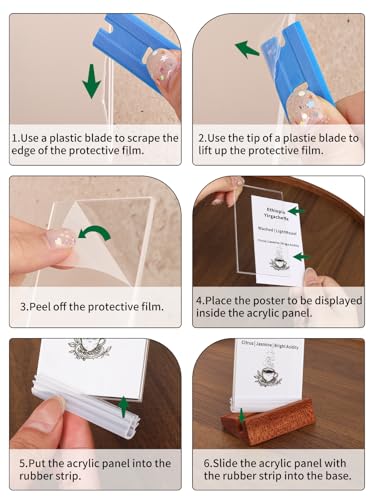 6 Pack Small Acrylic Sign Holder with Wood Base 2.36x3.94 Inch - size: 2.36*3.94