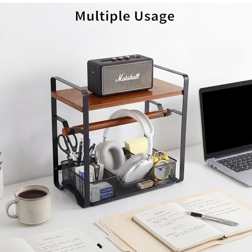 Label Holder for Thermal Printer - Sticker Roll Dispenser - Shipping Lable Holder for Rolls and FanFold Labels - Thermal Printer Stand for Home, Office, Small Business (Walnut-Black) - color: Walnut Black