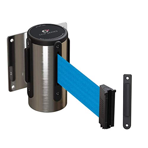 Crowd Control Warehouse WMB-125 Fixed Wall Mount Retractable Belt Barrier - color: Light Blue, size: Solid Color