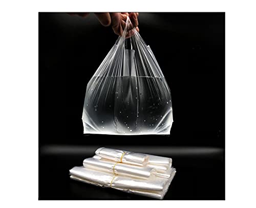 Plastic T-Shirt Bags with Handles,18.5 Inch x 11.8 Inch, 150 Pcs Clear Grocery Bags, Reusable Supermarket Shopping Bags