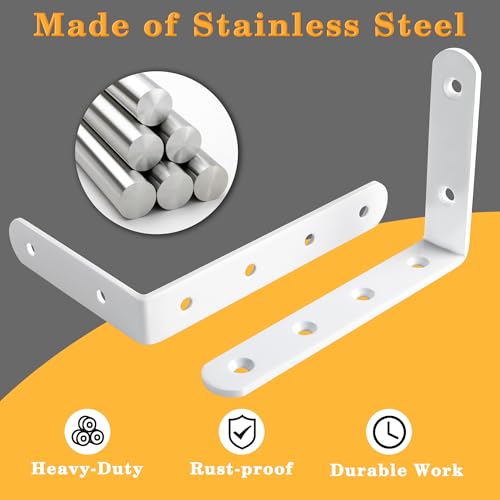 Alise 12Pcs Floating Shelf Brackets, White Heavy Duty L Bracket for Shelves - color: White, size: (12P) 5x3x0.72 inch