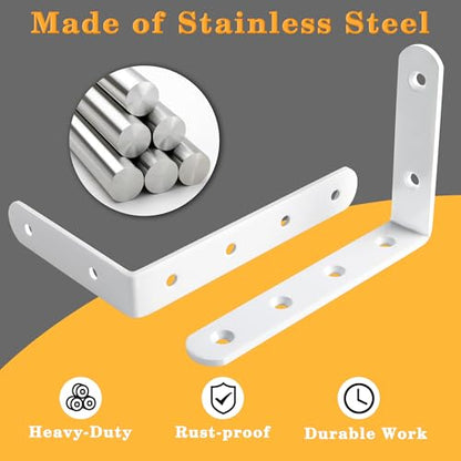 Alise 12Pcs Floating Shelf Brackets, White Heavy Duty L Bracket for Shelves - color: White, size: (12P) 5x3x0.72 inch