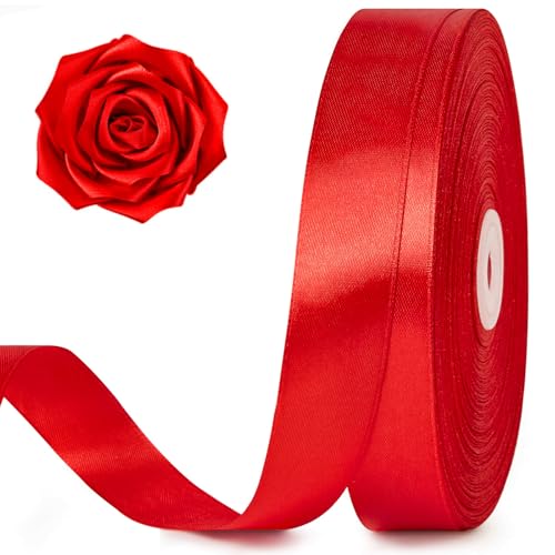 Red Satin Ribbon 1 Inch x 100 Yards - color: Red