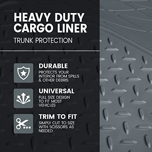 BDK Heavy Duty Rubber Cargo Mat Liner - All-Weather Trunk Protection, Trim-to-Fit Design for Cars, SUVs, Vans & Trucks - Non-Slip, Waterproof, Durable Cargo Floor Liner - 46" x 56.75" x 0.25" - Gray - color: Gray