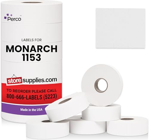 Pricing Labels for Monarch 1153 White - 6,000 Labels w/ 6 Rolls Value Pack, 1 Sleeve - Made in USA - color: White, size: 1 Sleeve