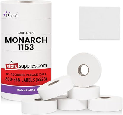 Pricing Labels for Monarch 1153 White - 6,000 Labels w/ 6 Rolls Value Pack, 1 Sleeve - Made in USA - color: White, size: 1 Sleeve