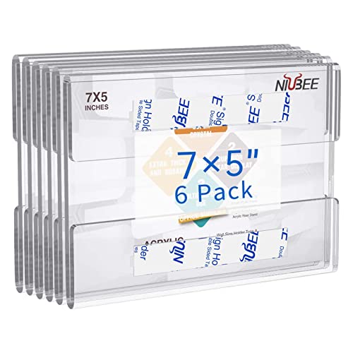 NIUBEE Acrylic Sign Holder 5x7 Wall Door Mount for Flyer Paper Display - size: 5x7"