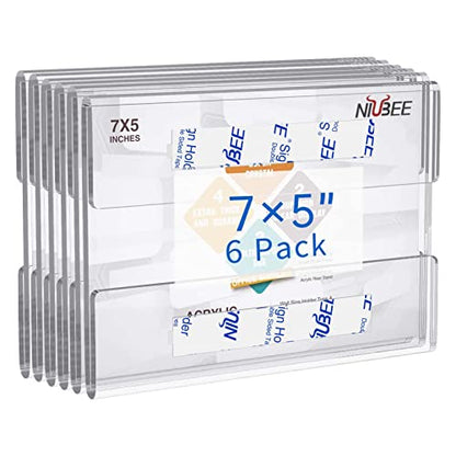 NIUBEE Acrylic Sign Holder 5x7 Wall Door Mount for Flyer Paper Display - size: 5x7"