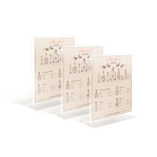 YUNCHUN 3 Packs Acrylic Sign Holder 4 x 6 Standing, L-Shape Magnetic 4 x 6 Clear Menu Holder, Table Display Stand of Slant Back & Acrylic Frame for Store, Wedding, Restaurant, Hotel, Office Use - style: 3 PCS (4 x 6 Inches)