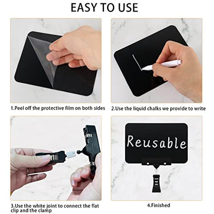 8 Pack Rotating Clip Pop Swivel Sign Rotatable Holding Clamp Sign Holder, Plastic Merchandise Sign Display Clip Holder with 2 Chalk Markers for Food, Store Signs Displays, black