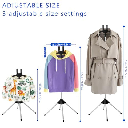 2 Pack 33-63 Inch Adjustable T Shirt Display Adult for Vendors Metal T Shirt Display Stand Height Adjustable Shirts Rack Portable Hanging Clothes Displays for T-Shirts Clothing Dress Garment Coat