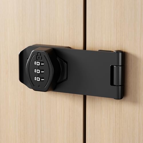ETEKJOY Cabinet Lock Keyless 3-Digit Password Combination Code Hasp Latch Lock Twist Knob Wooden Drawer Cupboard (Black, 4 inch) - color: Black, size: 4 Inch