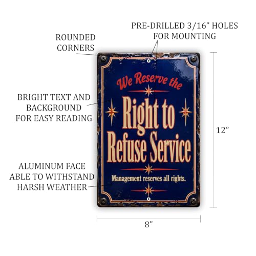 Right to Refuse Service Vintage Enamel Business Sign - style: Right to Refuse Service