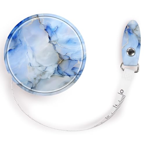 Retractable Mini Leather Tape Measure, Auto Retract Light Blue - color: Light Blue Marble