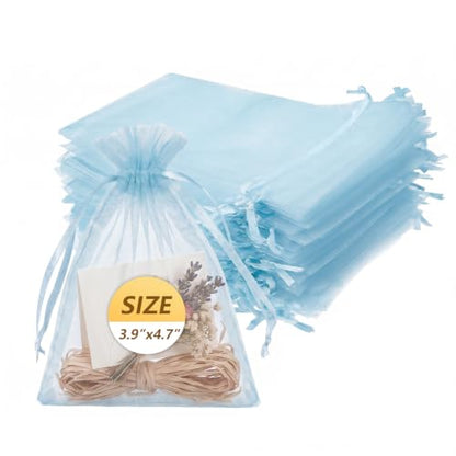 Wudygirl 100 PCS Organza Bags 3.9"x4.7" Gift Bags with Drawstring Sky Blue - color: Sky Blue, size: 3.9x4.7 IN