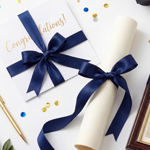 woric Navy Blue Satin Ribbon 1 inch 60 Yards Dark Blue Ribbon - color: Navy Blue