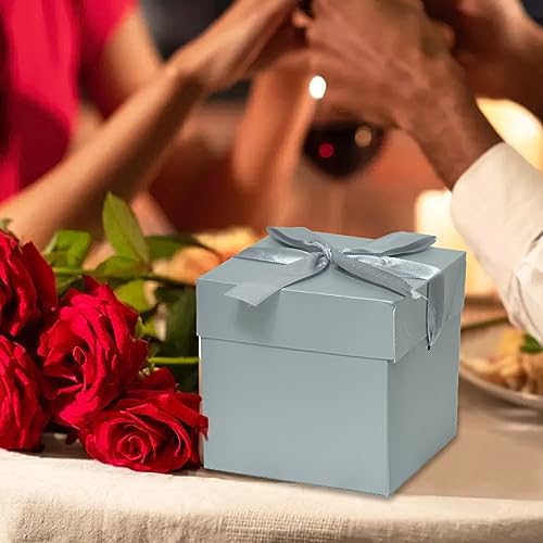 Gift Box with Lid & Ribbon for present,12pcs, 4"×4"×4" - color: Gold & Silver, size: 4 x 4 x 4 Inch