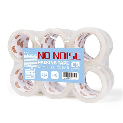 TAPEBEAR No Noise Clear Packing Tape 2.6mil x 1.88" x 55Yards - color: Clear