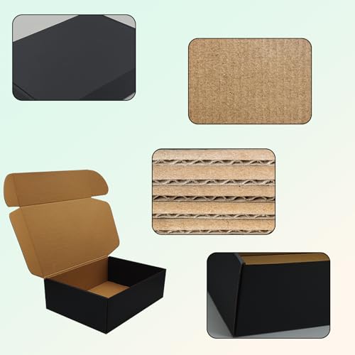 13x9x4 inch Black Shipping Boxes Set of 20, Corrugated Cardboard Mailer Box - size: 13x9 x4 Inches-20pack