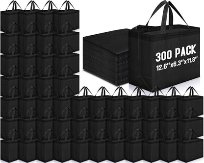 Windyun Reusable Grocery Bags Non Woven with Handles - color: Black