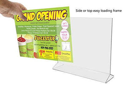 Marketing Holders Acrylic Sign Holder for 11" x 8.5" Horizontal Literature Clear Top Load Double Sided Advertisement Display for Countertops in Retail Stores Hotels Offices and Restaurants - size: 8"W x 2"H Bottom Load