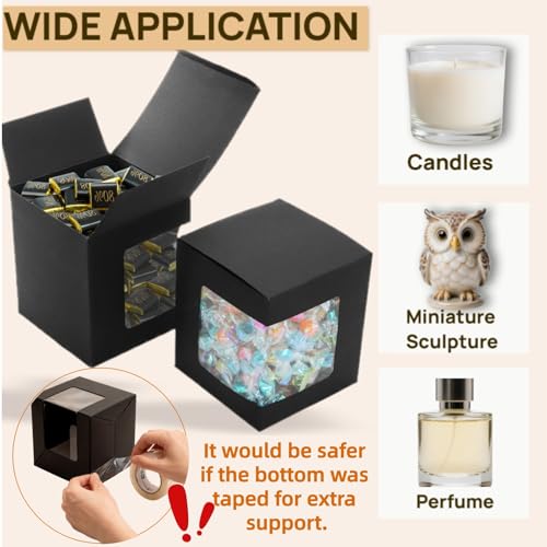 AVLA 50 Pack Mug Boxes for Gifts, Black Sublimation Mugs Packaging Box, 11oz 12oz 15oz Coffee Mugs Boxes with Window for Wrapping Birthdays Wedding Anniversaries Christmas